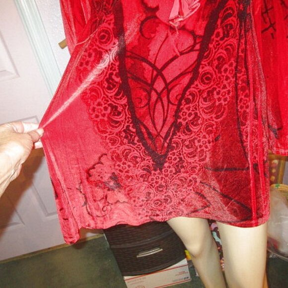 Vtg Pyramid Collection Velvet Babydoll Tunic Top Size M Ruffle Vamp Goth Grunge - Picture 4 of 10